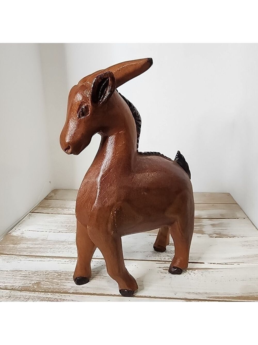 Solid wood hand carved goat Ram room decor figure